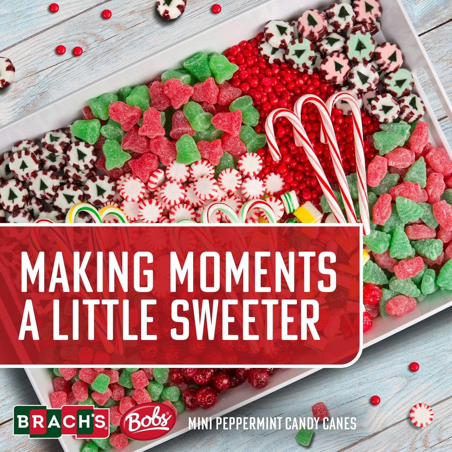 Brachs Mini Peppermint Candy Canes - Mini Candy Canes Individually Wrapped - Bulk Christmas Candy Canes - Bulk Candy Box (Pack of 35)