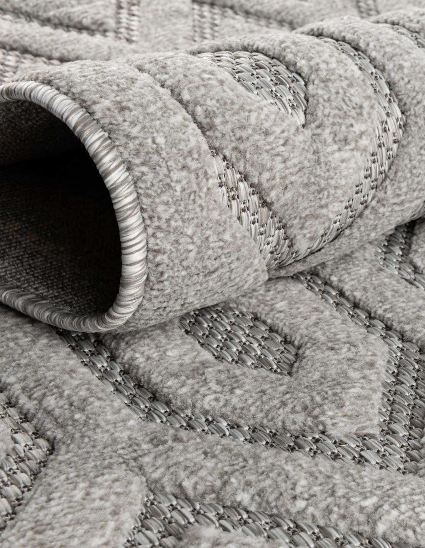 Unique Loom Outdoor Trellis Textured Collection Area Rug - Spatial (6' 1" x 9' Rectangle, Grey/ Gray)