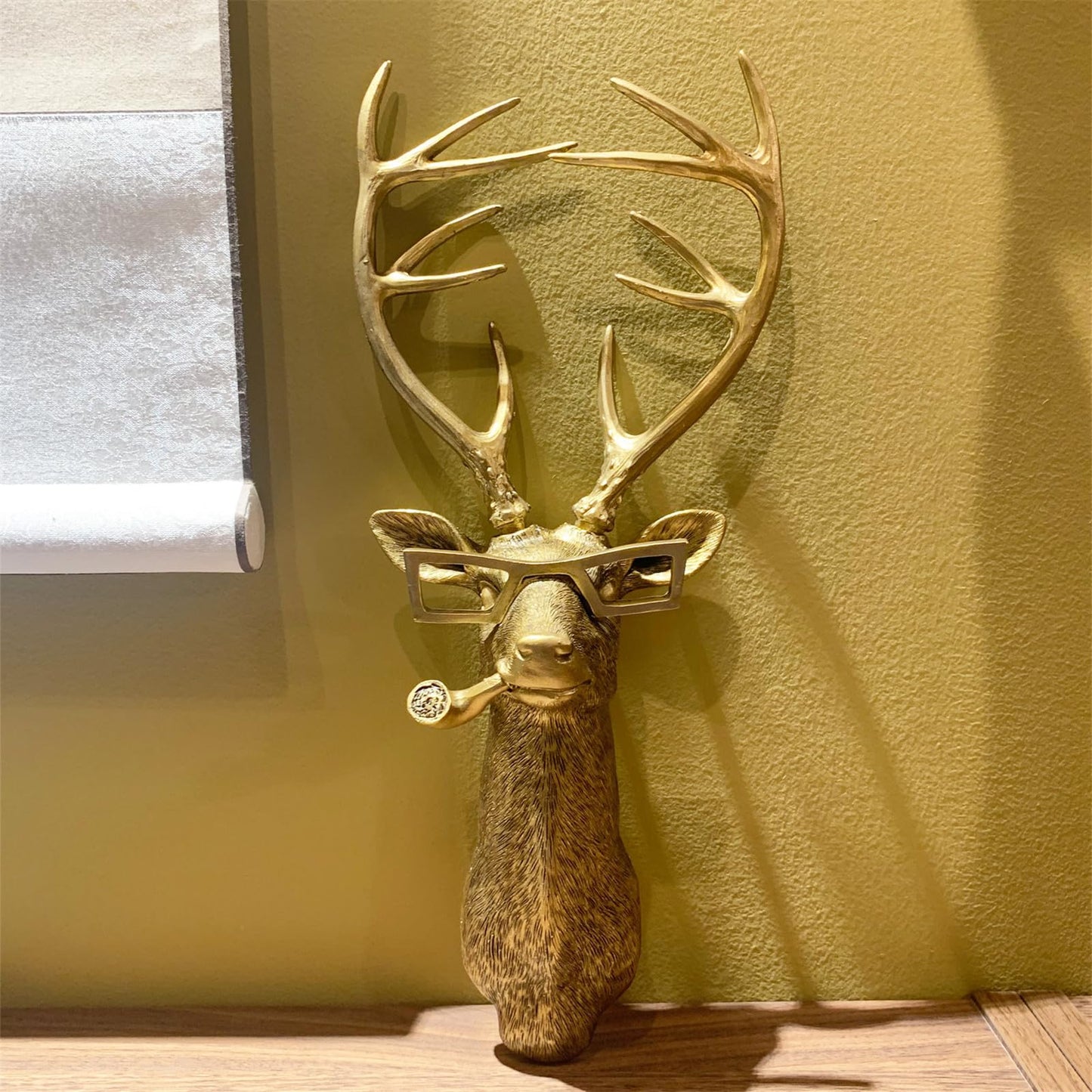 Animal Heads Wall Decor, Faux Deer Head Mount, Animal Sculptures Wall Decor, Resin Animal Head Wall Hanging Decoration for Living Room Bedroom Kitchen Gift,Deer