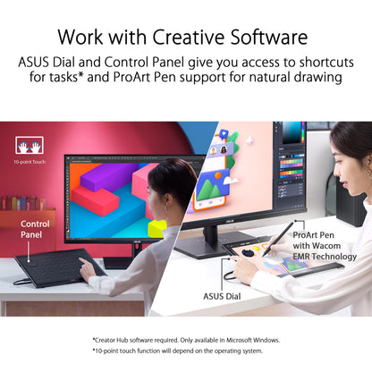 ASUS ProArt Display 14” 1080P Portable Touchscreen Monitor (PA148CTV) - Full HD, IPS, 100% sRGB/Rec.709, Color Accuracy ΔE < 2, Calman Verified, USB-C Power Delivery, Micro HDMI, Tripod Socket,Black