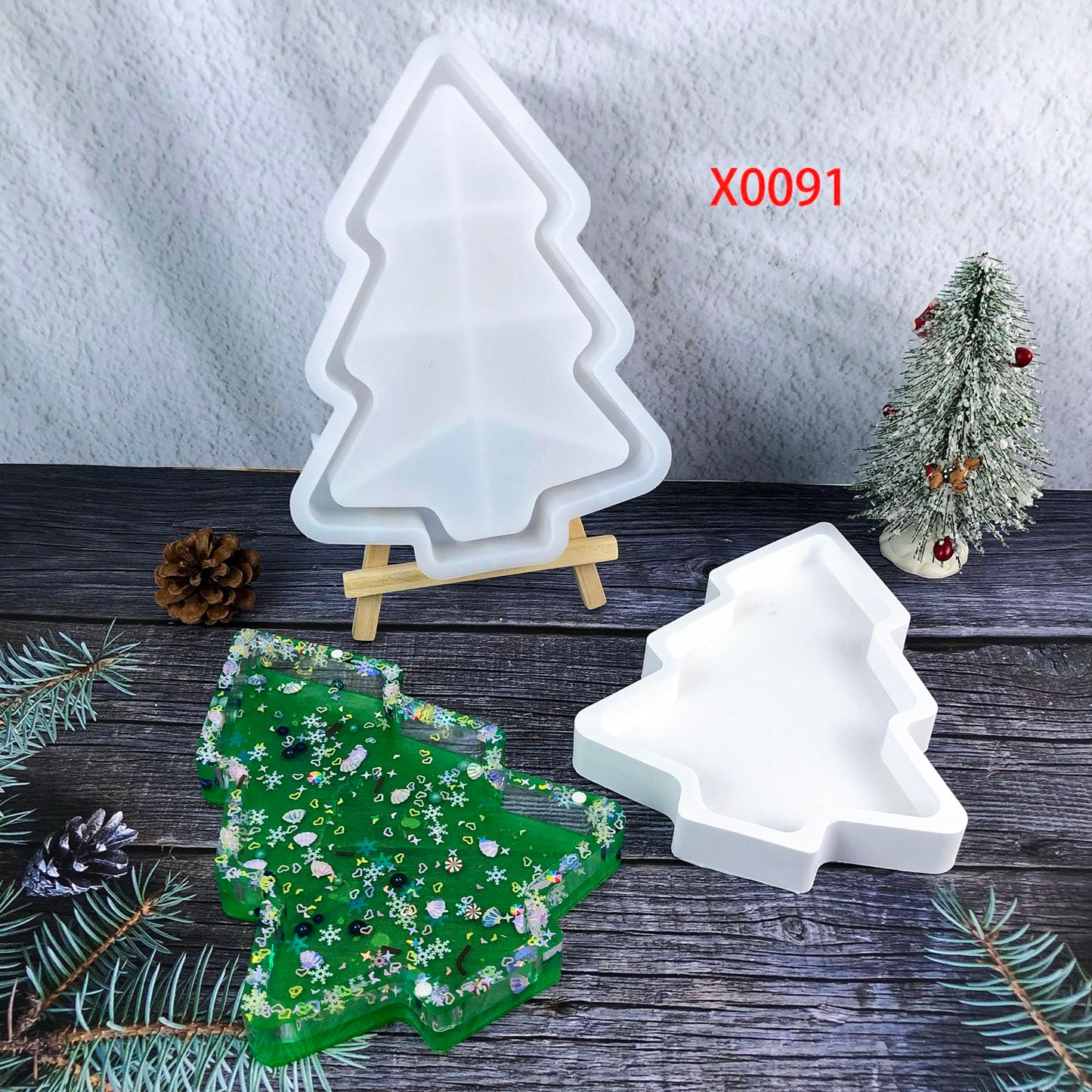 Christmas Tree Tray Resin Silicone molds, Christmas Decoration Ornaments, Candy and Snack Plate Casting Mould, Storage Plate epoxy Resin Silicone Mold