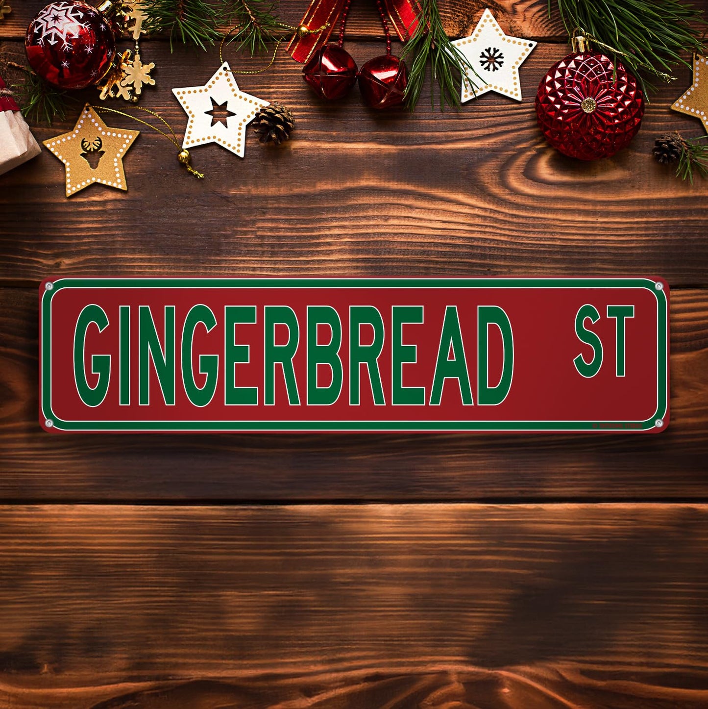 Gingerbread Street Christmas Theme Street Sign 16" x 4" Holiday Humor Ornament Novelty Home Decor Wall Decoration (GingerbreadStreet)