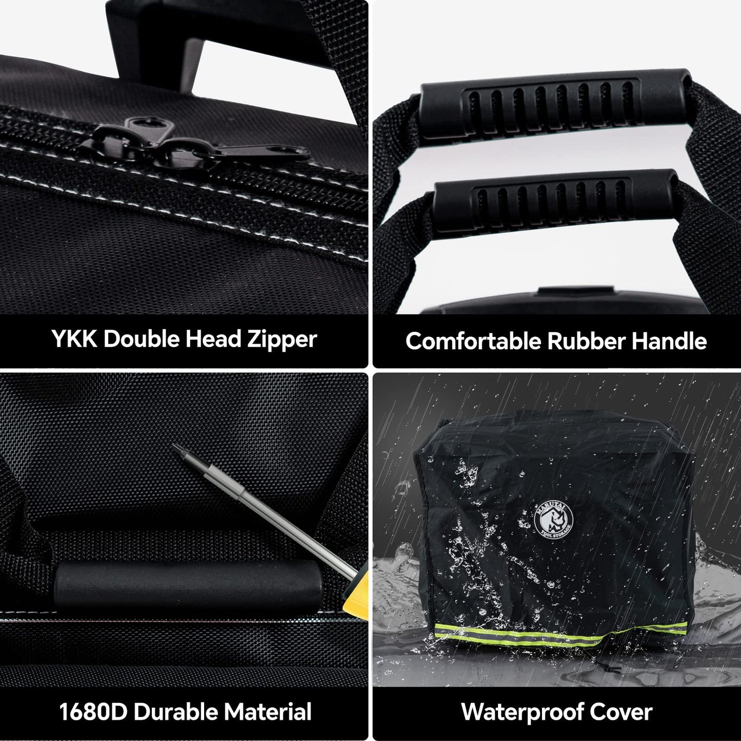 MARUTAI 18'' Rolling Tool Bag, Waterproof Tool Bag with Wheels, Portable Storage Organizer Rolling Tool Tote, fits in all cars/trucks/vans/motorcycles