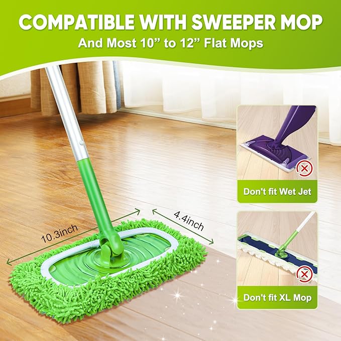 Reusable Mop Pads Fit Swiffer Sweeper, Washable Wet Mopping Cloths & Dry