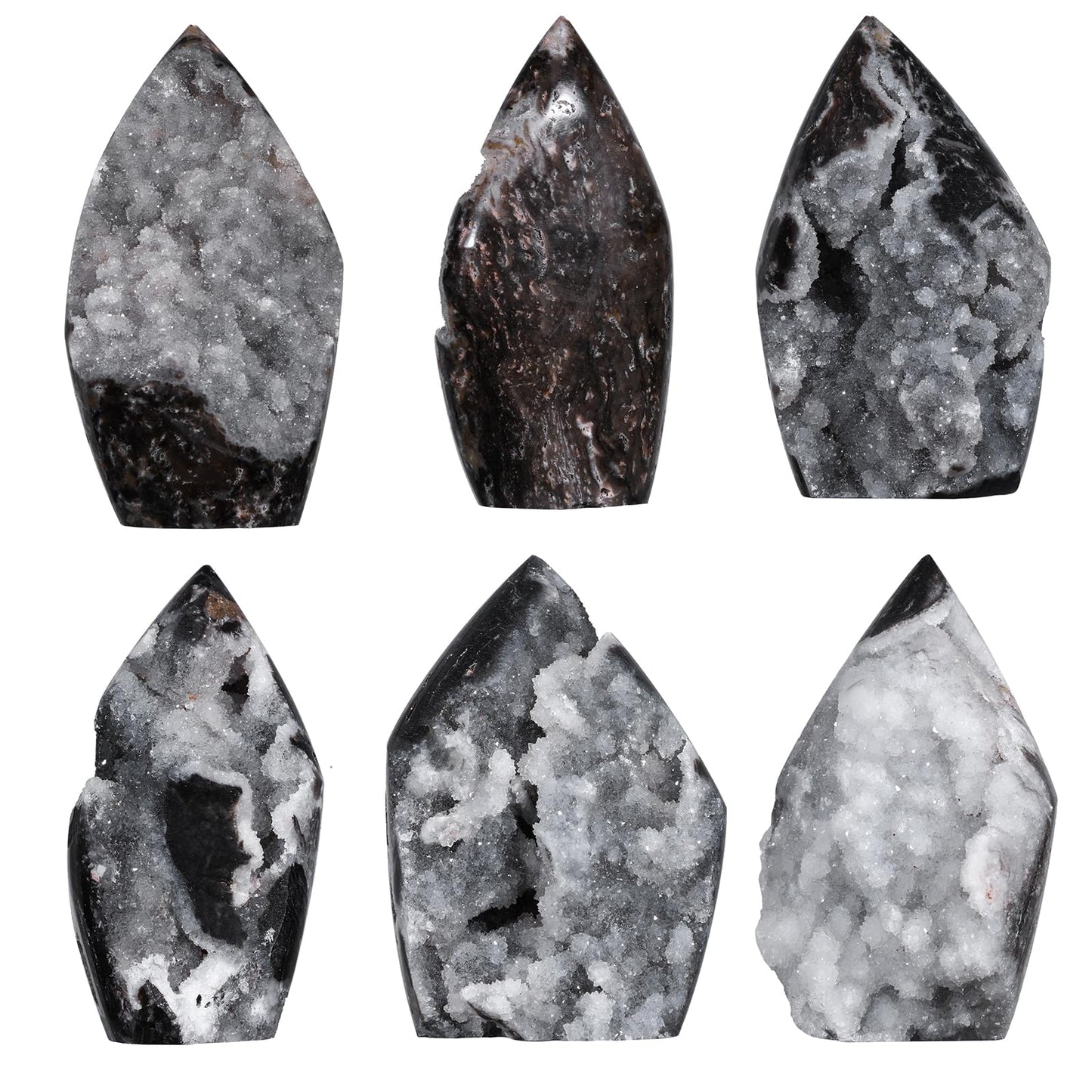 TUMBEELLUWA Sphalerite Geode Cluster Crystal Obelisk Tower for Shelf Desk Decor, Flame Shaped Crystals and Healing Stones Diffusers for Essential Oils, 0.22-0.44 LBS