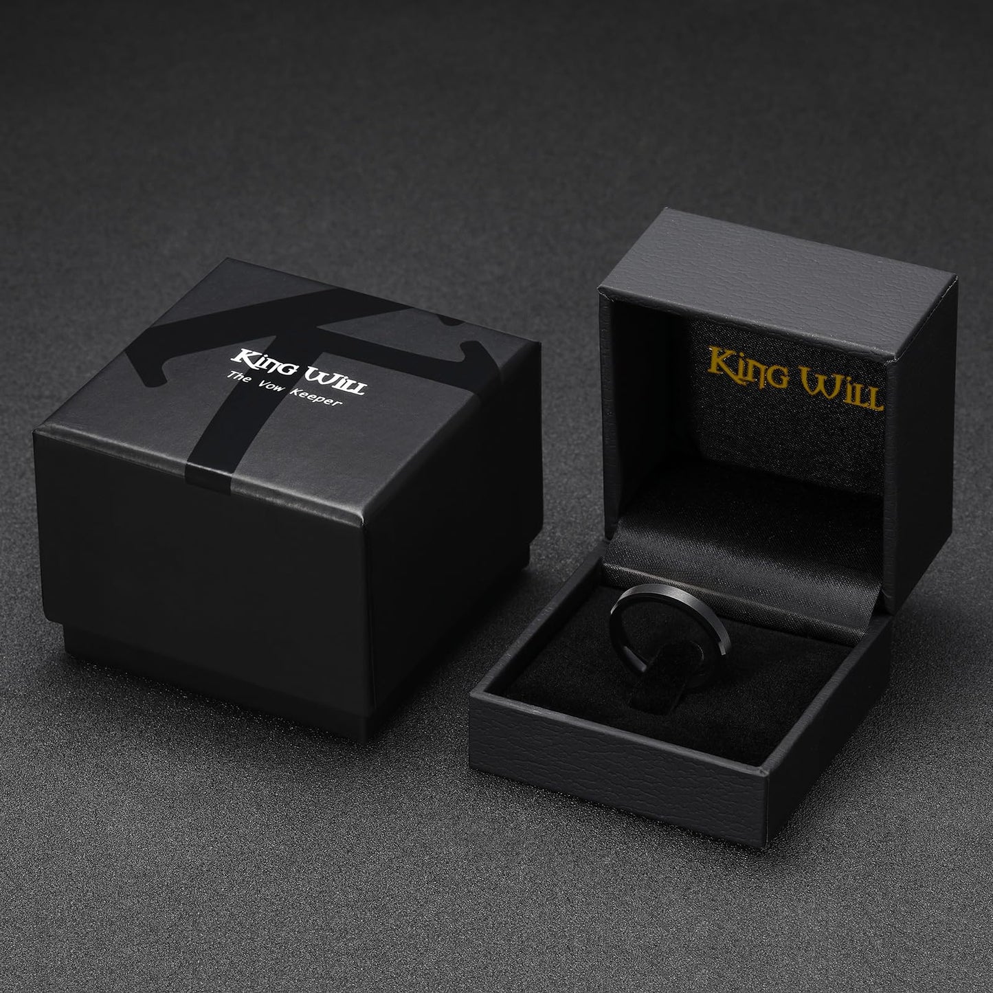 King Will 4mm Black Tungsten Men's Wedding Band - Brushed Matte Finish, Beveled Polished Edge, Comfort Fit 13