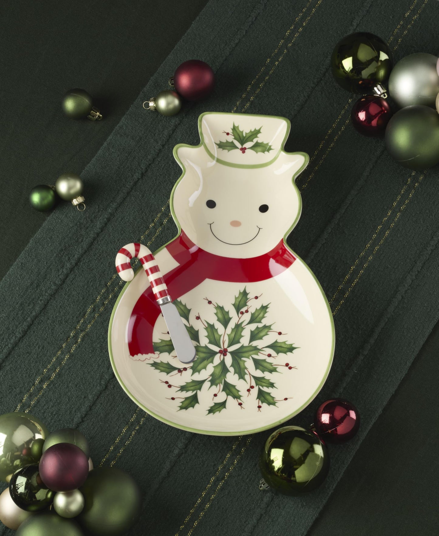 Lenox 898269 Holiday Tray with Spreader, Christmas Serveware, Festive Décor