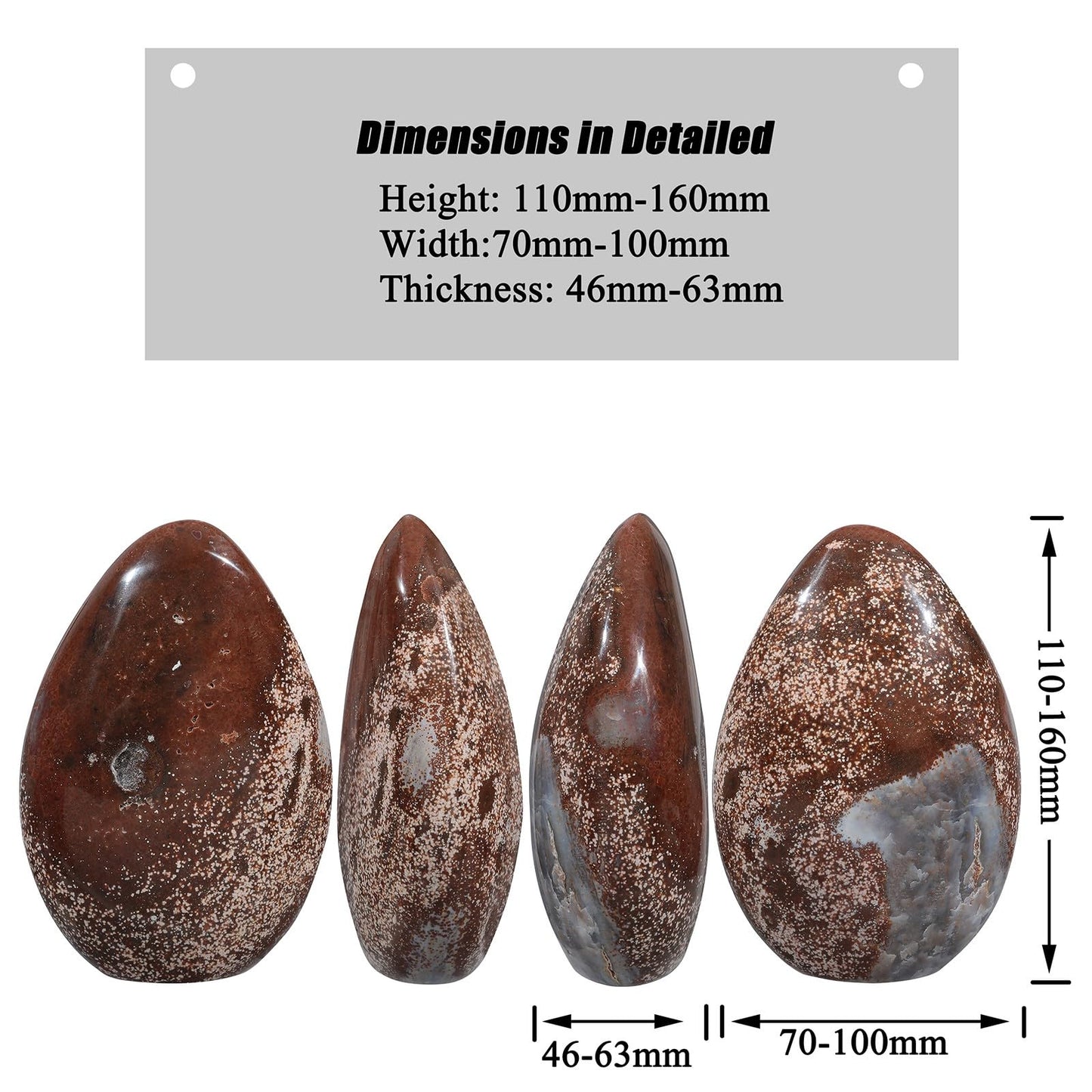 Sportmusies Natural Ocean Jasper Stone Self-Standing Centerpiece Desk Table Home Decoration, Irregular-Shaped Crystal Mineral Specimen Collection Meditation Reiki, 4.33-6.29 inches