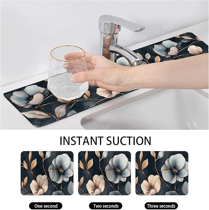 Bimkole 2 PCS Faucet Absorbent Mat, Kitchen Faucet Sink Splash Guard Wraparound