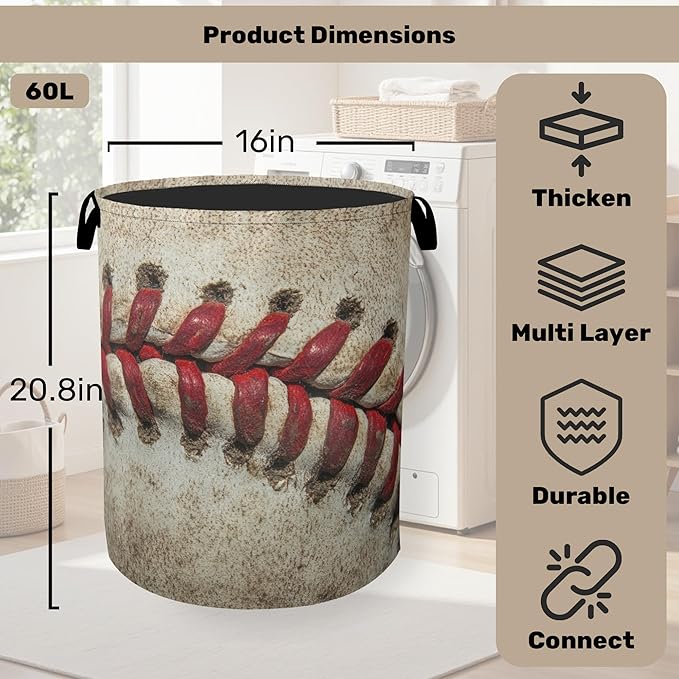 Baseball Laundry Basket with Handles
