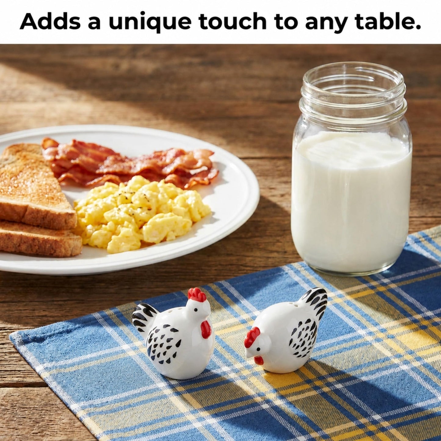 Cute Ceramic Farmhouse Salt & Pepper Shaker Set- Farm Chickens (Chickens)