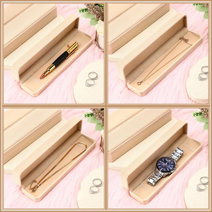 Batiyeer 24 Pcs Velvet Bracelet Box Bulk Jewelry Chain Necklace Box Bracelet Storage Case Long Jewelry Case for Wedding Pendant Display Vendors, 8.86 x 2.13 x 1.38 Inch(Beige)