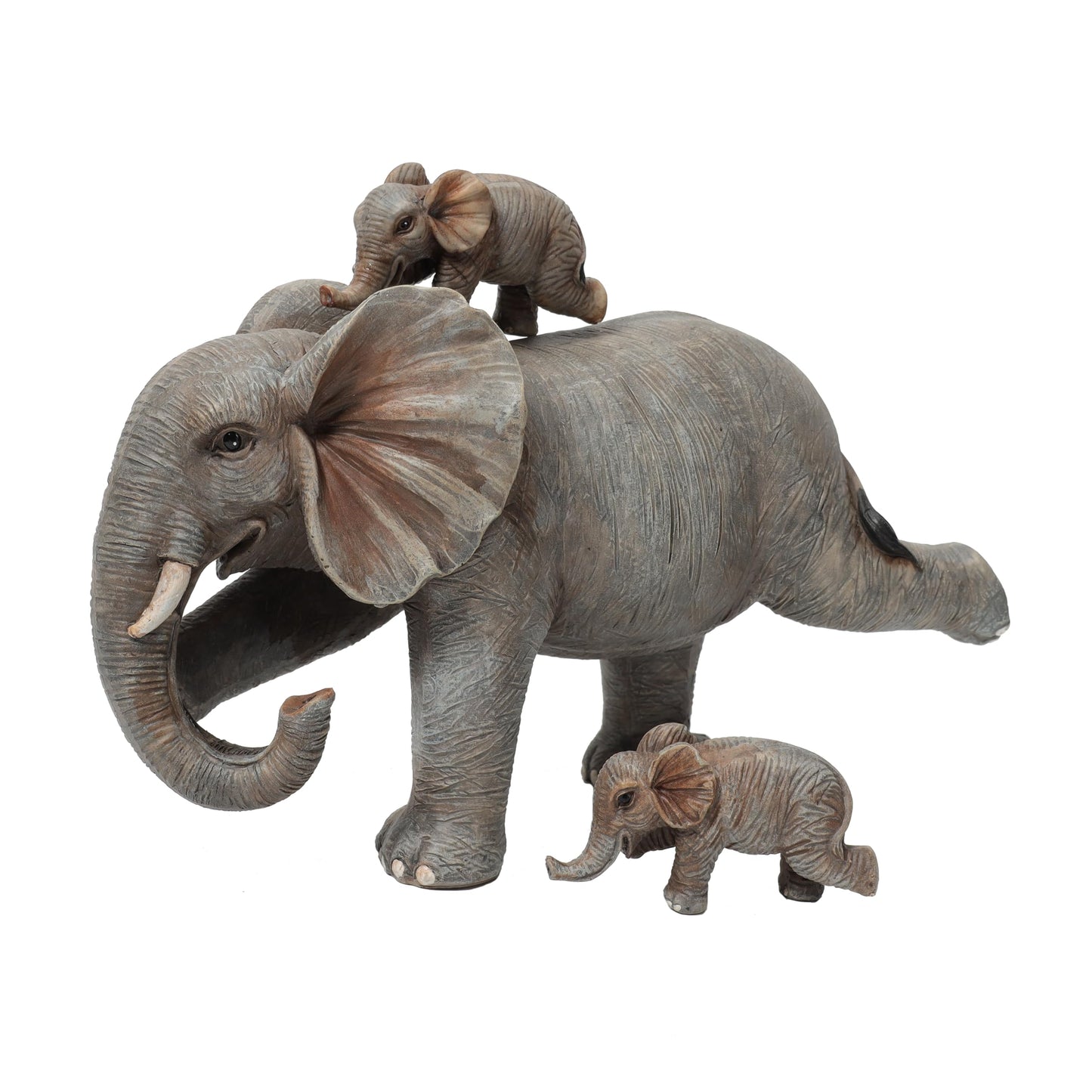 ARTCOS Yoga Elephant Family Statue, 3-Piece Mother & Babies Figurine Set, Good Luck Home & Office Decor, Housewarming Gifts for Women