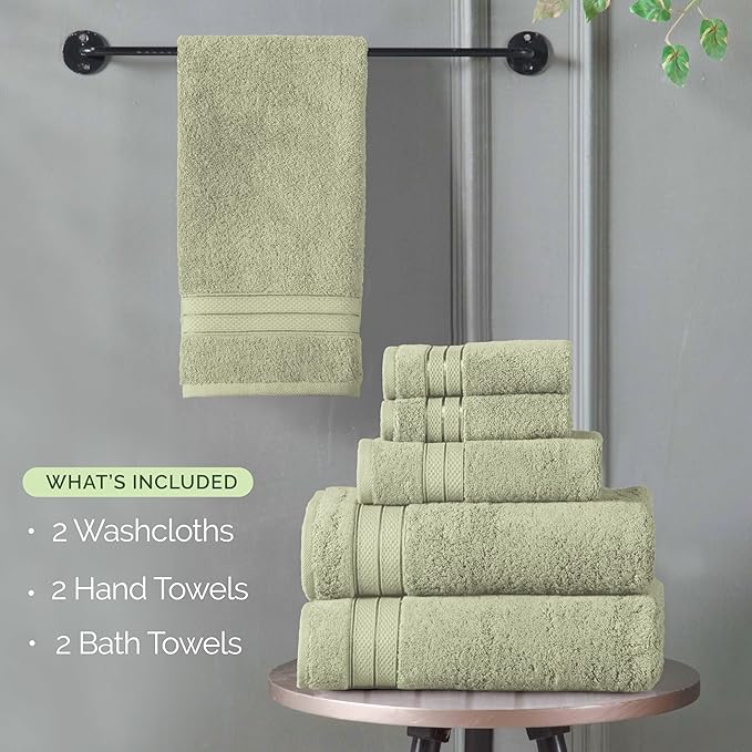 Elegant Comfort Luxury 6-Piece Towel Set, Premium Soft 100% Turkish Cotton