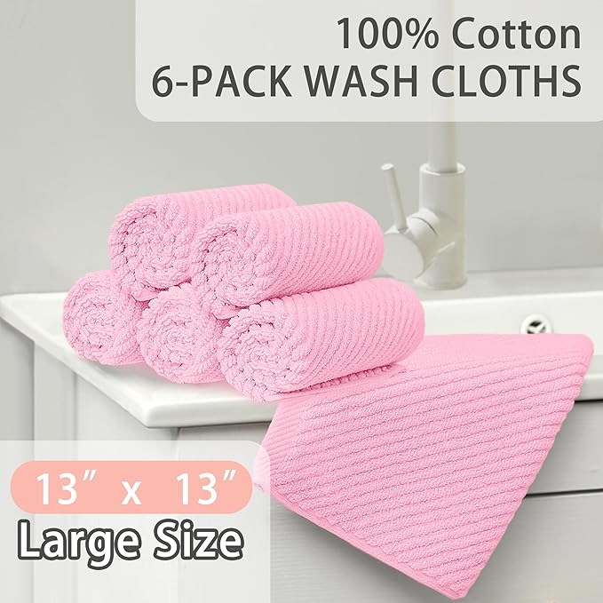 VOOVA & MOVAS Towels for Face, Luxury Hand Towels Set of 6, Fluffy Facial
