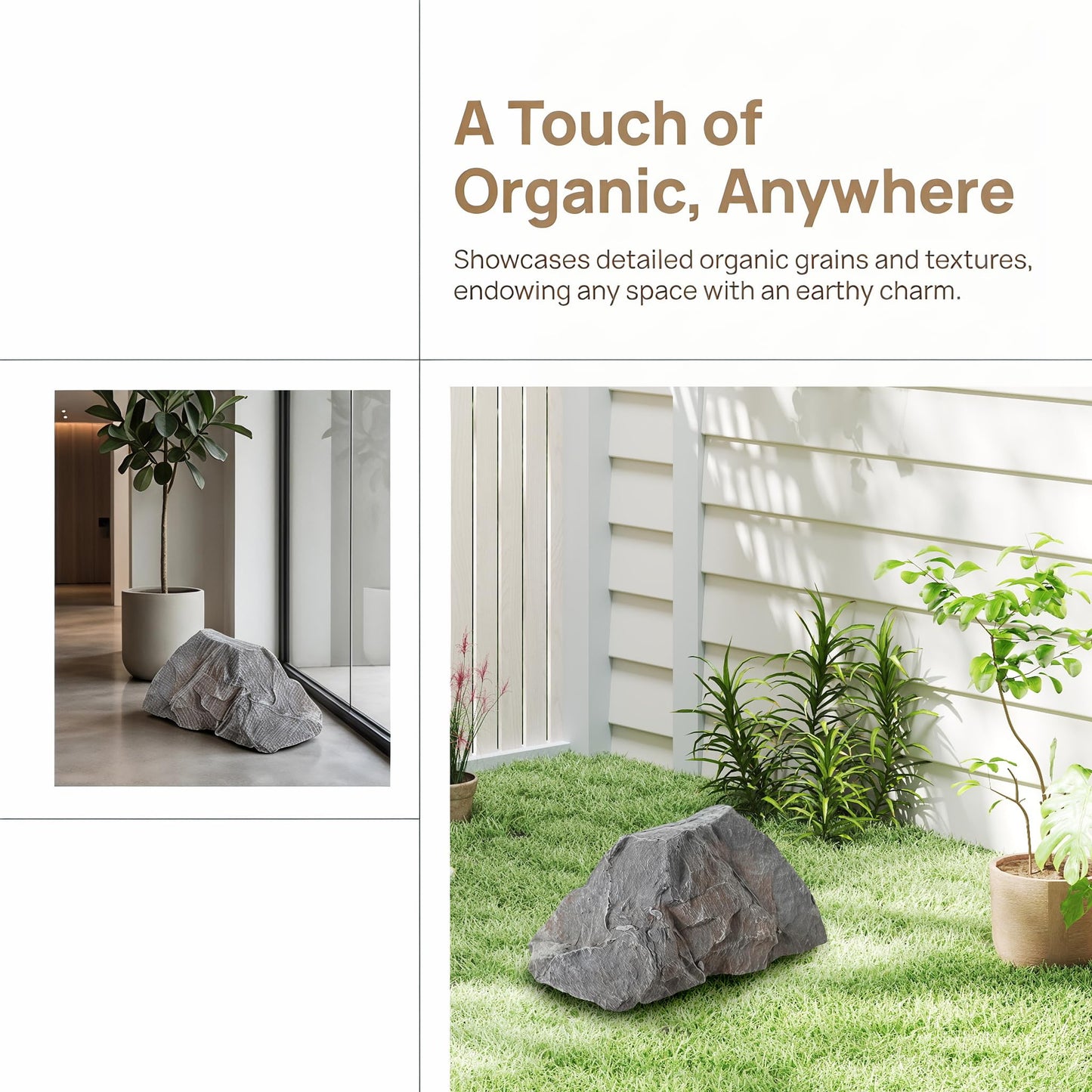 MYCENSE Artificial Rock Natural Texture PU Realistic Sandstone Landscape for Decor Community Courtyard Supermarkets Parks Offices, Style A 32x25x17cm Gray