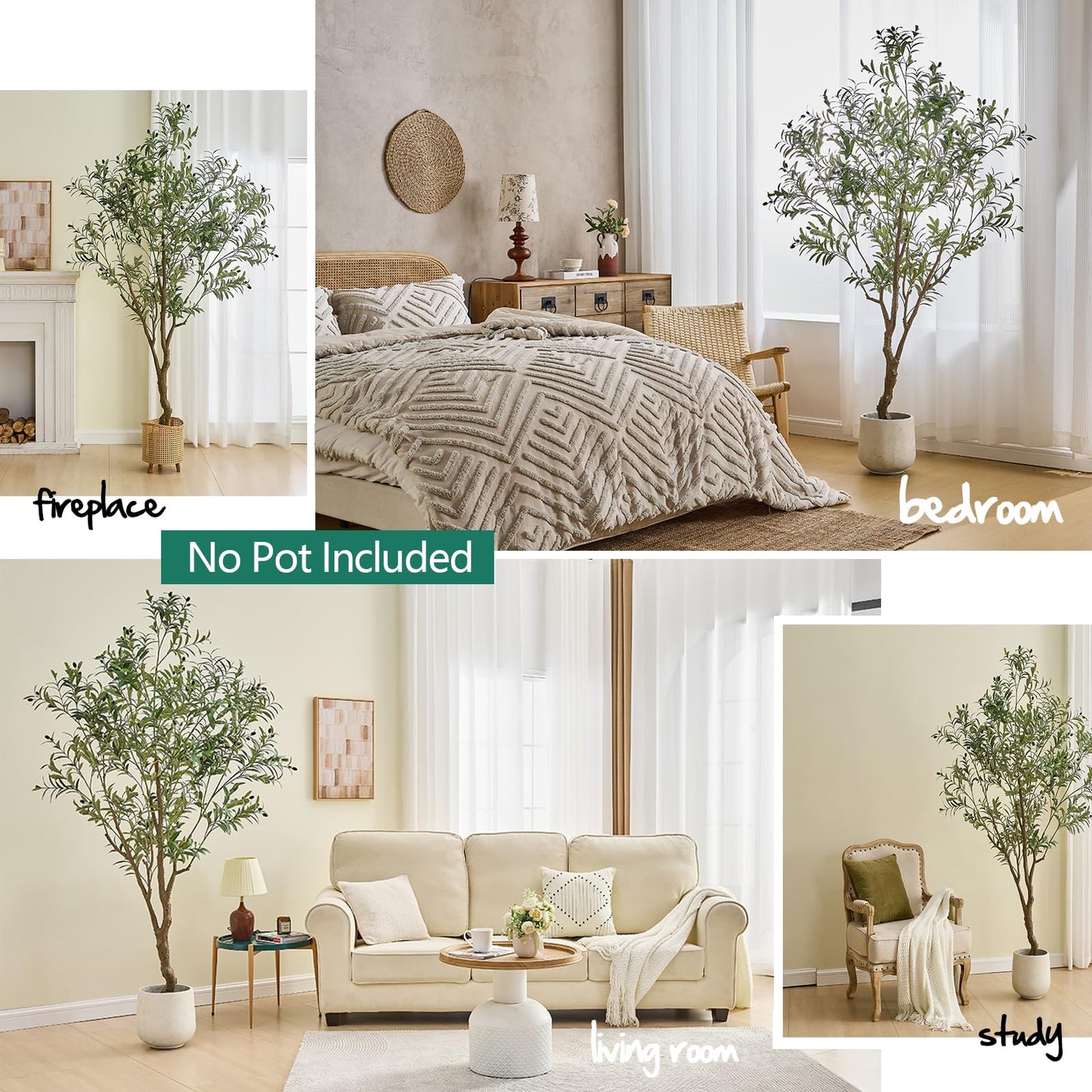 MYELLU 7FT Olive Tree Artificial Plant Decor - Tall Fake Tree for Home Decor Faux Plant Indoor 2000 Leaves Artificial Olive Tree for Living Room Bedroom Office Live Streams Decorative Modern Greenery