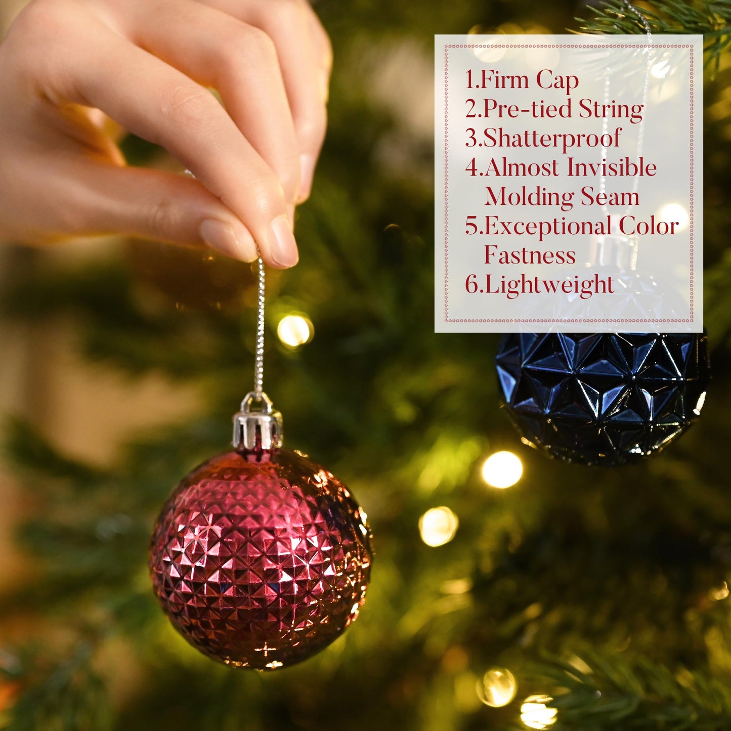 Valery Madelyn Christmas Tree Decorations Ornament Set, 50ct 2 Inches Bronze Copper Purple Shatterproof Christmas Ball Ornament Hanging Xmas Holiday Party Decor