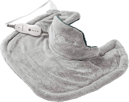 Sunbeam Contoured Heating Pad for Neck & Shoulder Pain Relief with Auto Shut Off Moist Heating Option 22 x 19 Grey