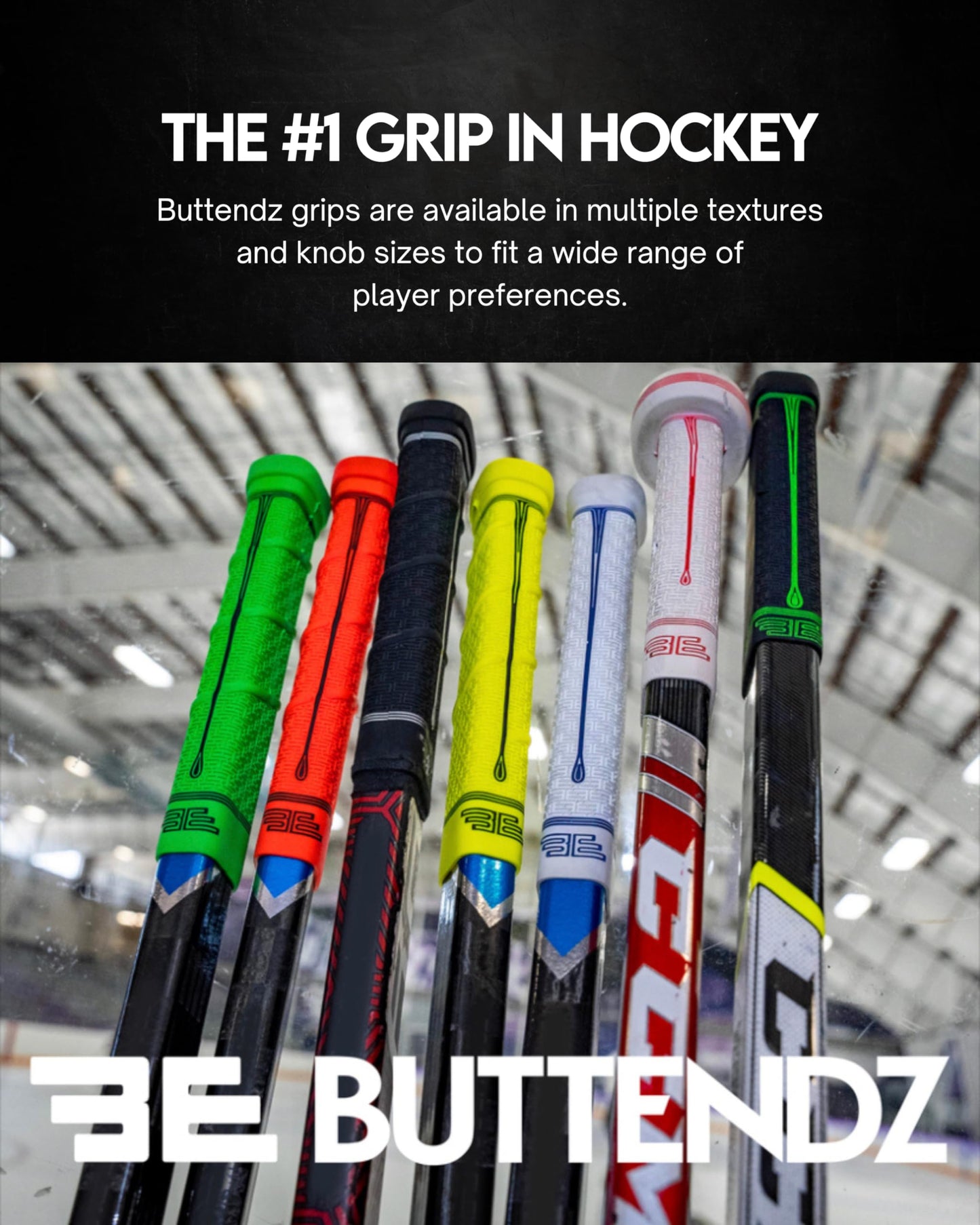 Buttendz Fusion Z Hockey Stick Replacement Grip - Reusable Design, Small Knob Player Grip for Top Hand Mobility, Fits All Stick Sizes (Blue, White Drip)
