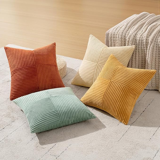 MIULEE Teal-Orange Decorative Throw Pillow Covers 20x20 Inch Set of 4 Boho