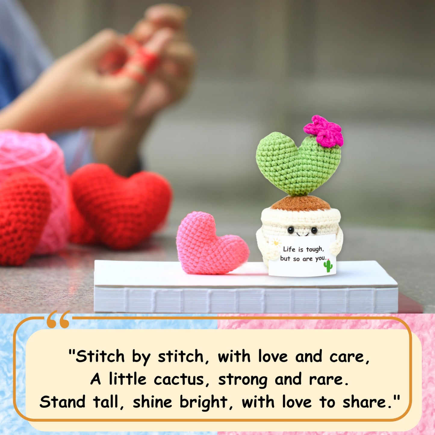 BRIFUFOUS Get Well Gifts for Women, Handmade Crochet Cactus Plant