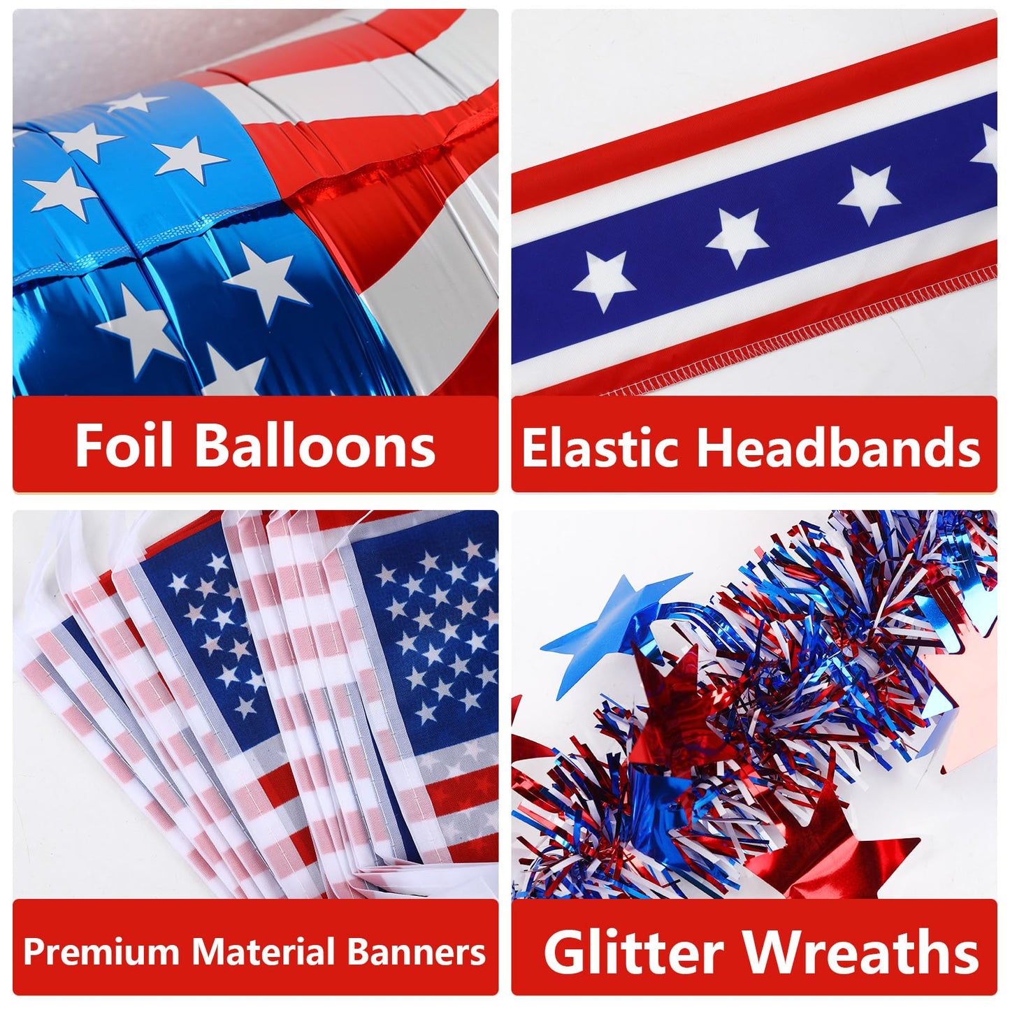 DECYOOL 4th of July 12ft Skeleton Cloth Set USA Flag Costume Patriotic Skeleton Outfits Accessories Cape Headband Balloon Scarf Flag Banner for Garden Lawn Patio Independence Day Decor