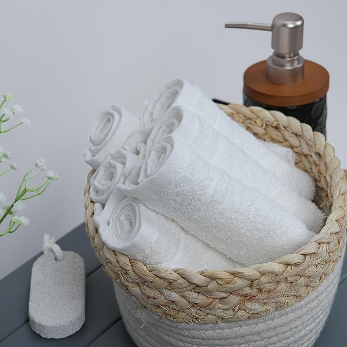 Tens Towels Pack of 12 Washcloths, 12 x 12 Inches, Lighter Weight, Quick to Dry