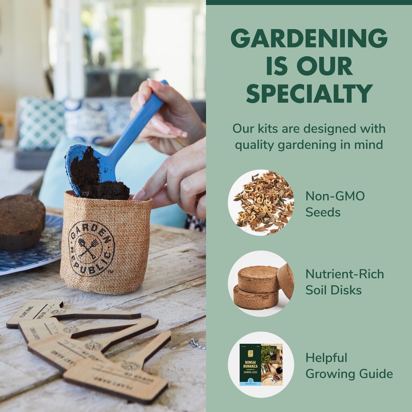 Garden Republic Bonsai Tree Kit - Mini Bonsai Seeds, 3 Types - for Indoor Plant Growing - Starter Kit with Seeds, Soil, Planters & Shears