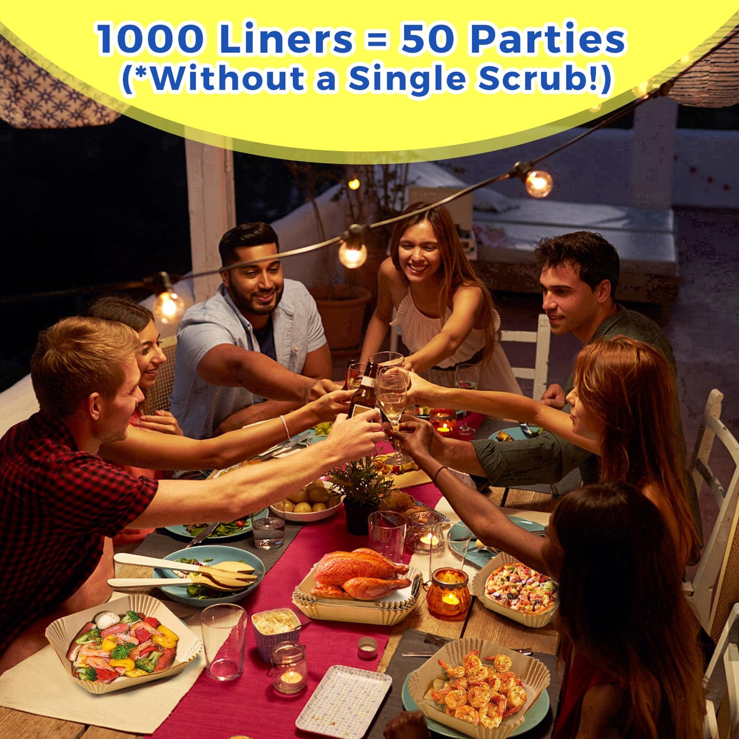 Air Fryer Paper Liners, 125Pcs Parchment Paper, Air Fryer Liners Disposable for Microwave, Non-Stick Air Fryer Liner Square Free of Bleach (8IN)