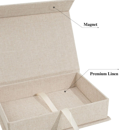 Hiwhy Photo Storage Box 8x10, Linen Memory Photo Box Perfect to Store Your Photo, Pictures, Certificates, Scrapbooking Supplies, Keepsakes and Jewelry Beige