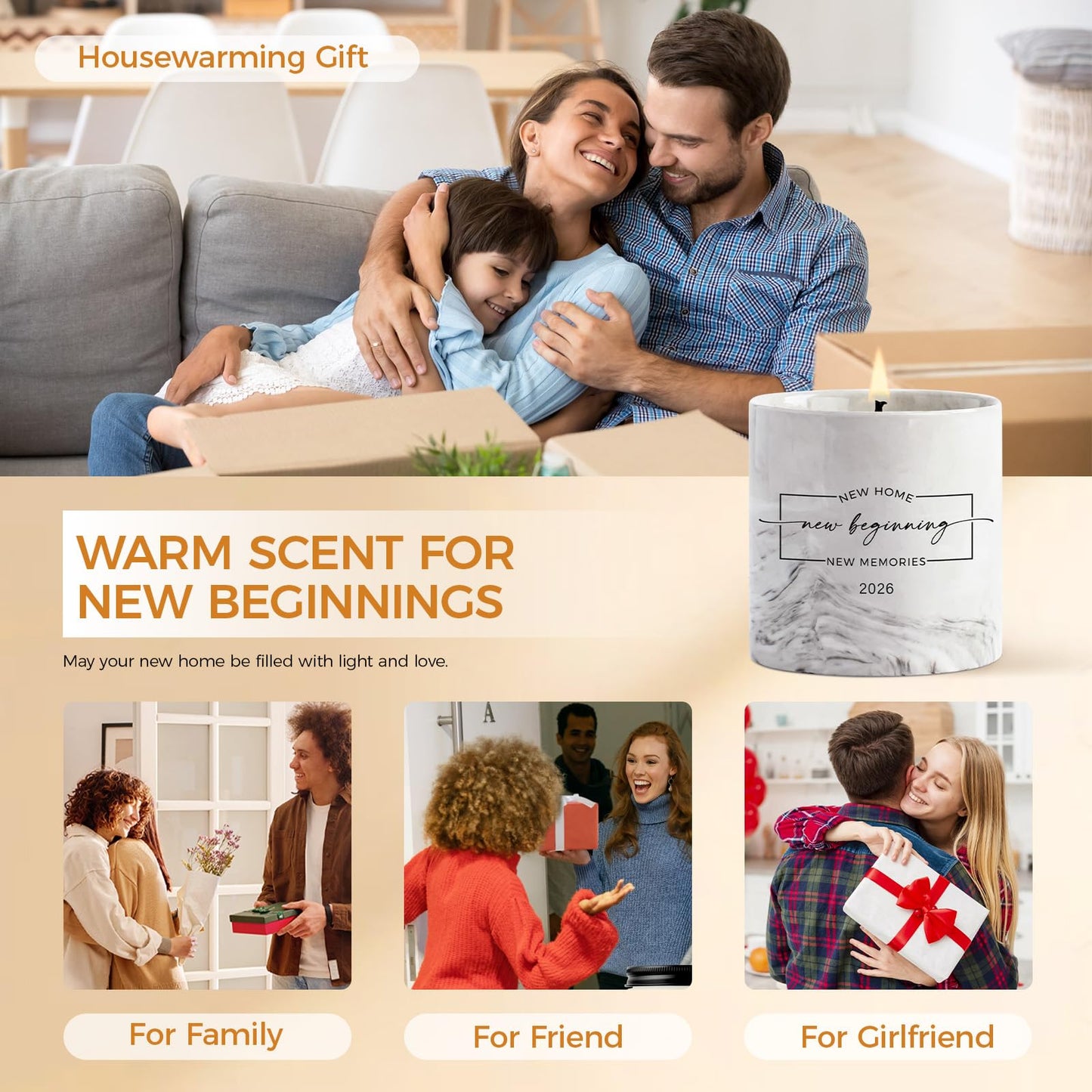 House Warming Gifts New Home 2026 - Housewarming Candle Gift for Women, Men, Friend, Family, New Neighbor - New Homeowner Gift Ideas House Warming Party Decor Ceramics Lavender Scented Candle