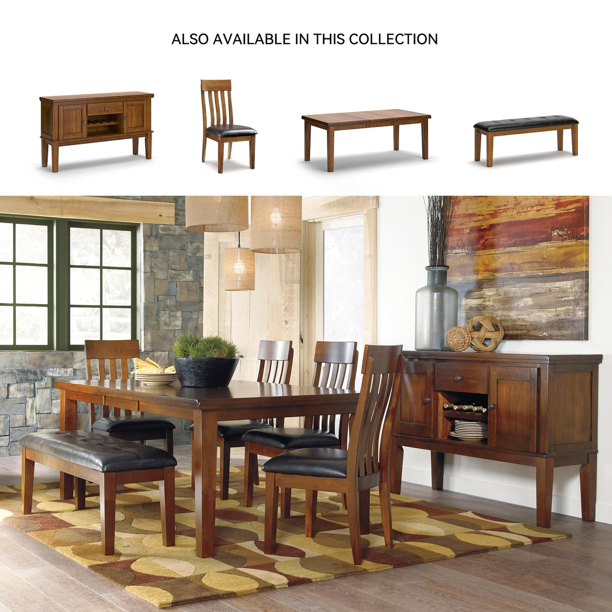 Signature Design by Ashley Ralene Extendable Dining Table, With Butterfly Leaf Seats 6-8, Wood Dining Room Table for Family Meals, Burnished Brown 42 x 60-78 Inch