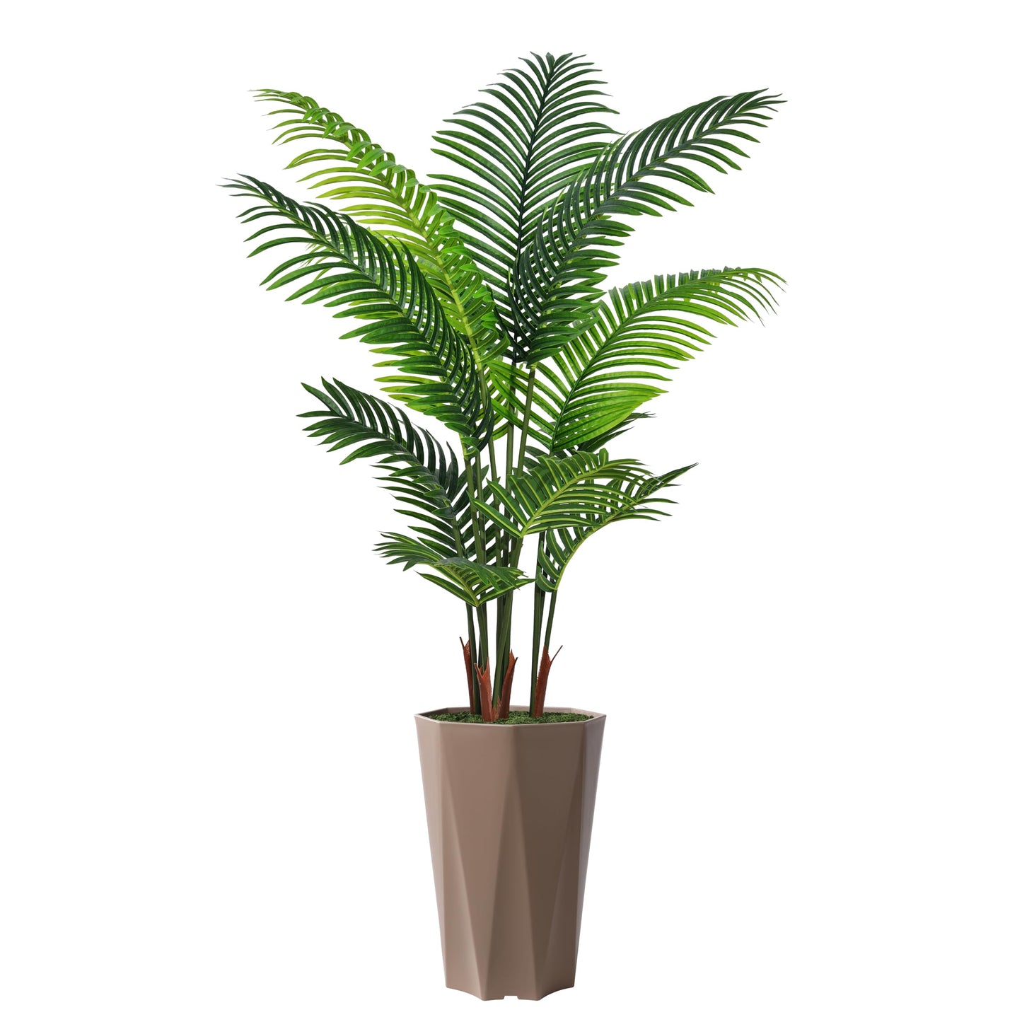 Artificial Palm Plant Indoor 5FT Fake Tree with Mocha Diamond Planter Faux Tropical Areca Tall Fake Floor Plant Potted Artificial Trees for Home Office Living Room Decor Indoor