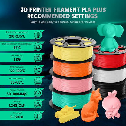 SUNLU PLA Plus 3D Printer Filament, PLA+ Filament 1.75mm, Improved Strength, Compatible with FDM 3D Printer, Dimensional Accuracy +/- 0.03mm, 1kg Spool (2.2LBS), White