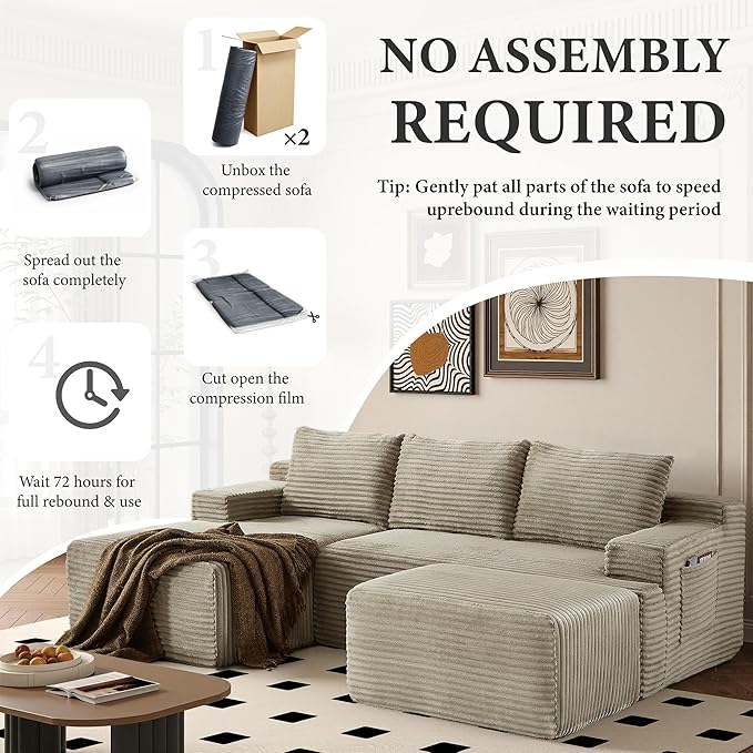 96" Sectional Couches for Living Room Cloud Couch Sofa