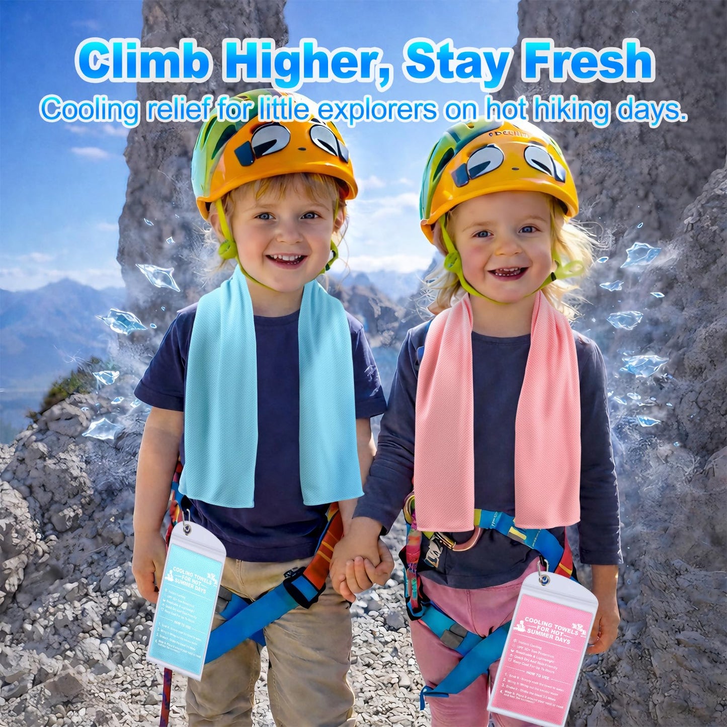 BobbleT 4 Pack Kids Cooling Towels, 30" x 9" Cooling Towels for Neck and Face, Soft Breathable Cooling Neck Wraps for Boys & Girls, Ideal for Sports, School, Summer Camp & Outdoor Use