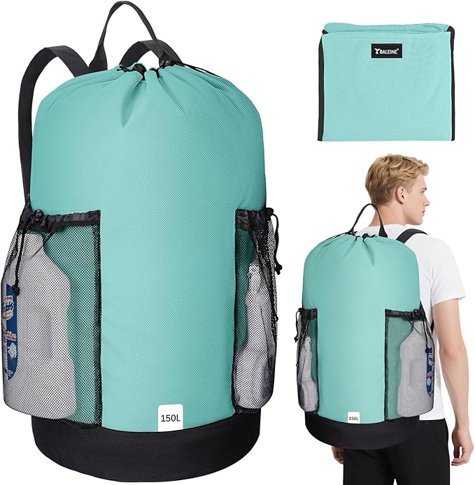 BALEINE 150L Laundry Bag Backpack, 900D Oxford Fabric Large Travel Laundry Bags