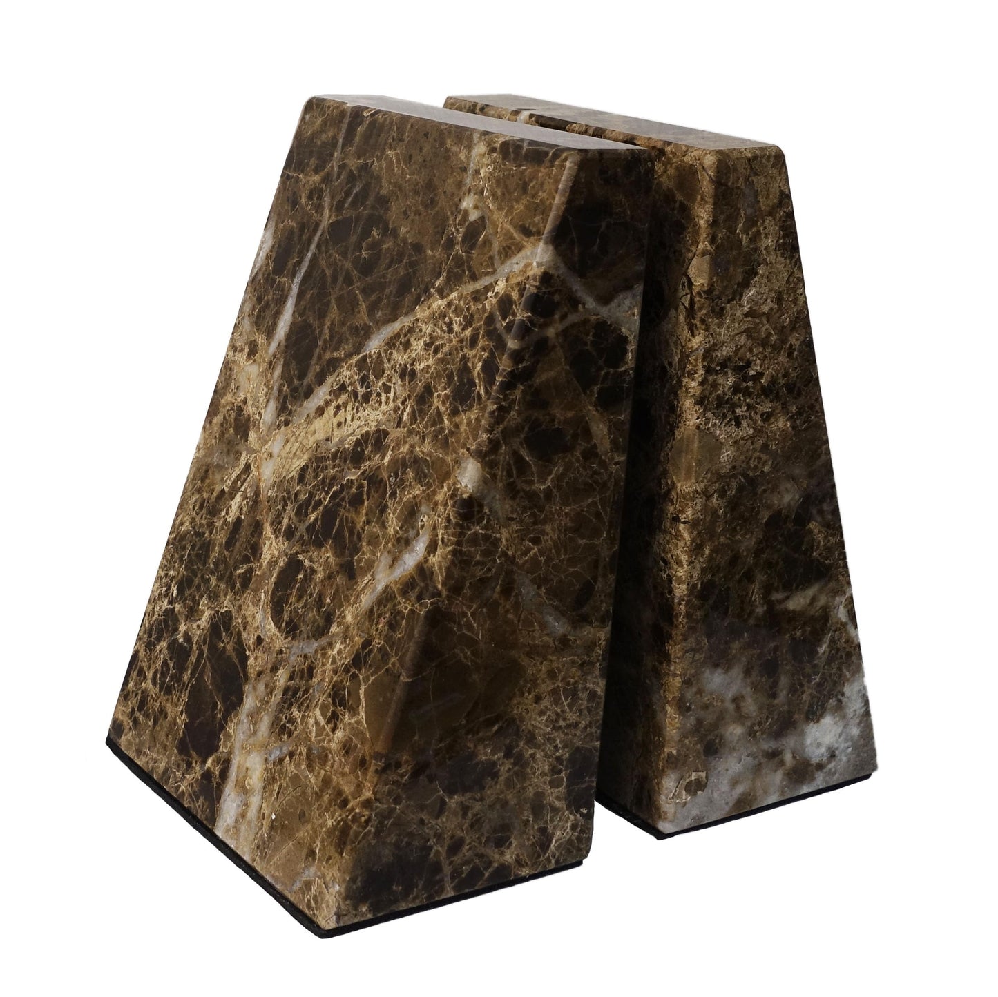 Decorative Bookends for Bookshelves, Set of 2 Marble Bookends for Living Room, Office, Bedroom, Heavy Duty,2 Pieces, Brown