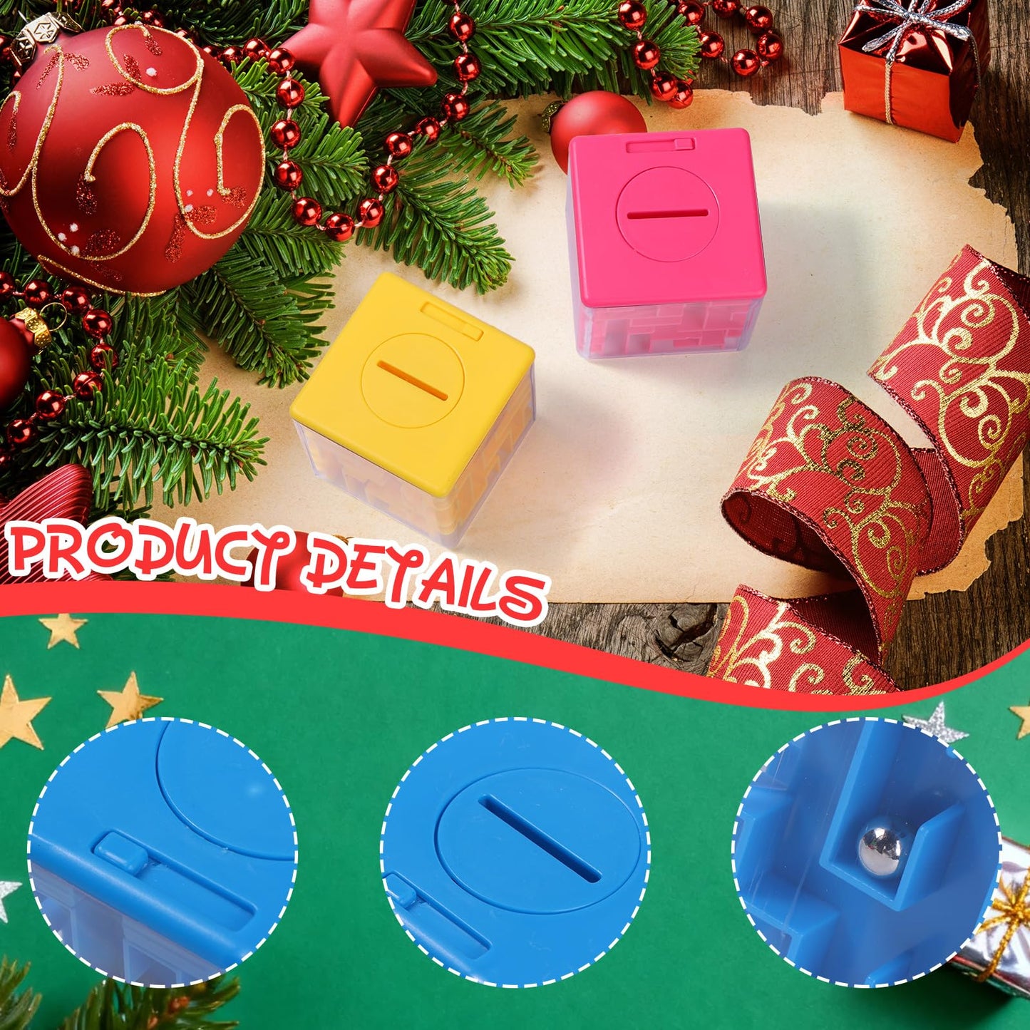 4 Pcs Money Box for Cash Gift Stocking Stuffers Plastic Cash Money Maze Puzzle Box for Adults Christmas Birthday Party Favors (Green)