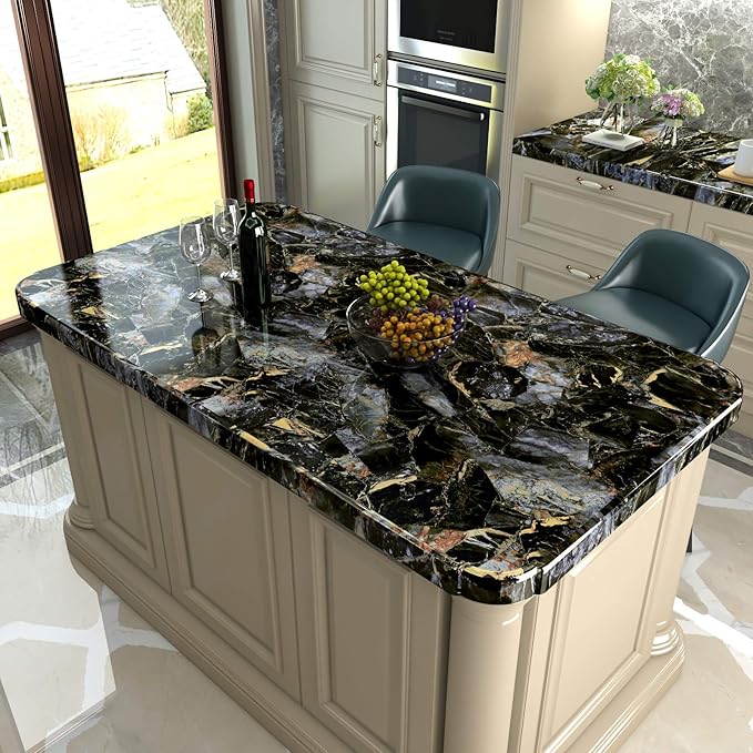 LACHEERY Large Wide 160 x 36 inch Sapphire Look Marble Contact Paper Waterproof