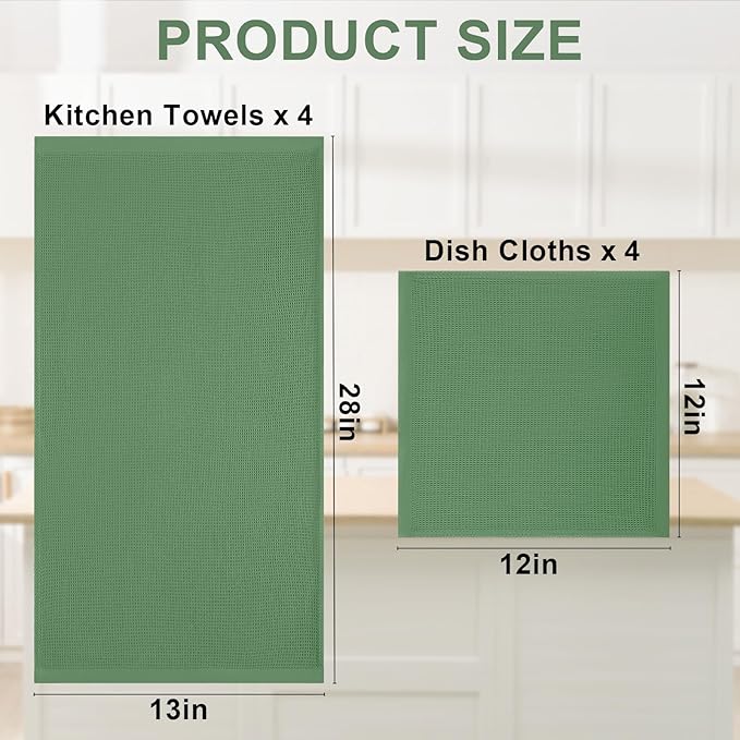 Homaxy 100% Cotton Kitchen Towels and Dishcloths Set