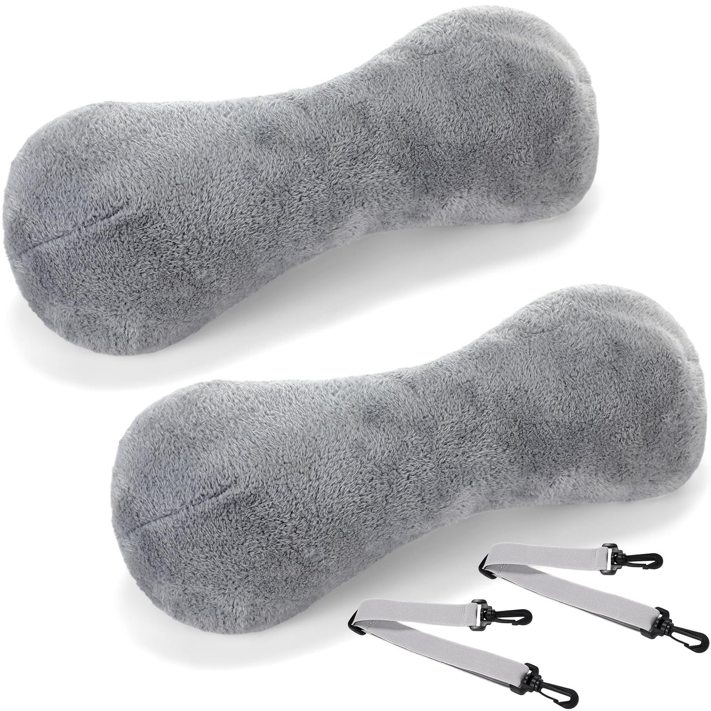 1 Pc Neck Pillow for Recliner Headrest Pillow Bone Shaped Chair Plush with Adjustable Strap Neck Support and Pain Relief Curve Head Cushion for Car Travel Airplane (Grey)