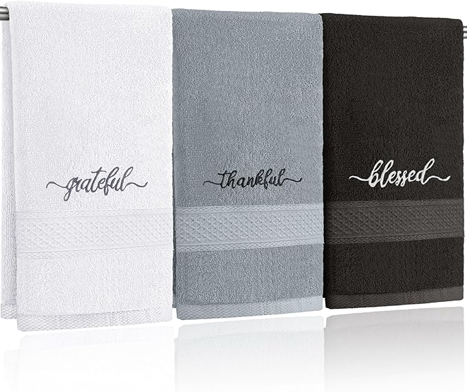 Peryiter 3 Pcs Farmhouse Bathroom Decor Hand Towels 14x29 Inch Cotton Bath