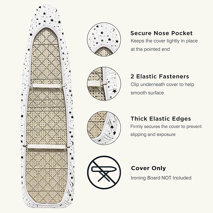 Ironing Board Cover and Pad 15"x54" Extra Thick Natural Cotton, Scorch and