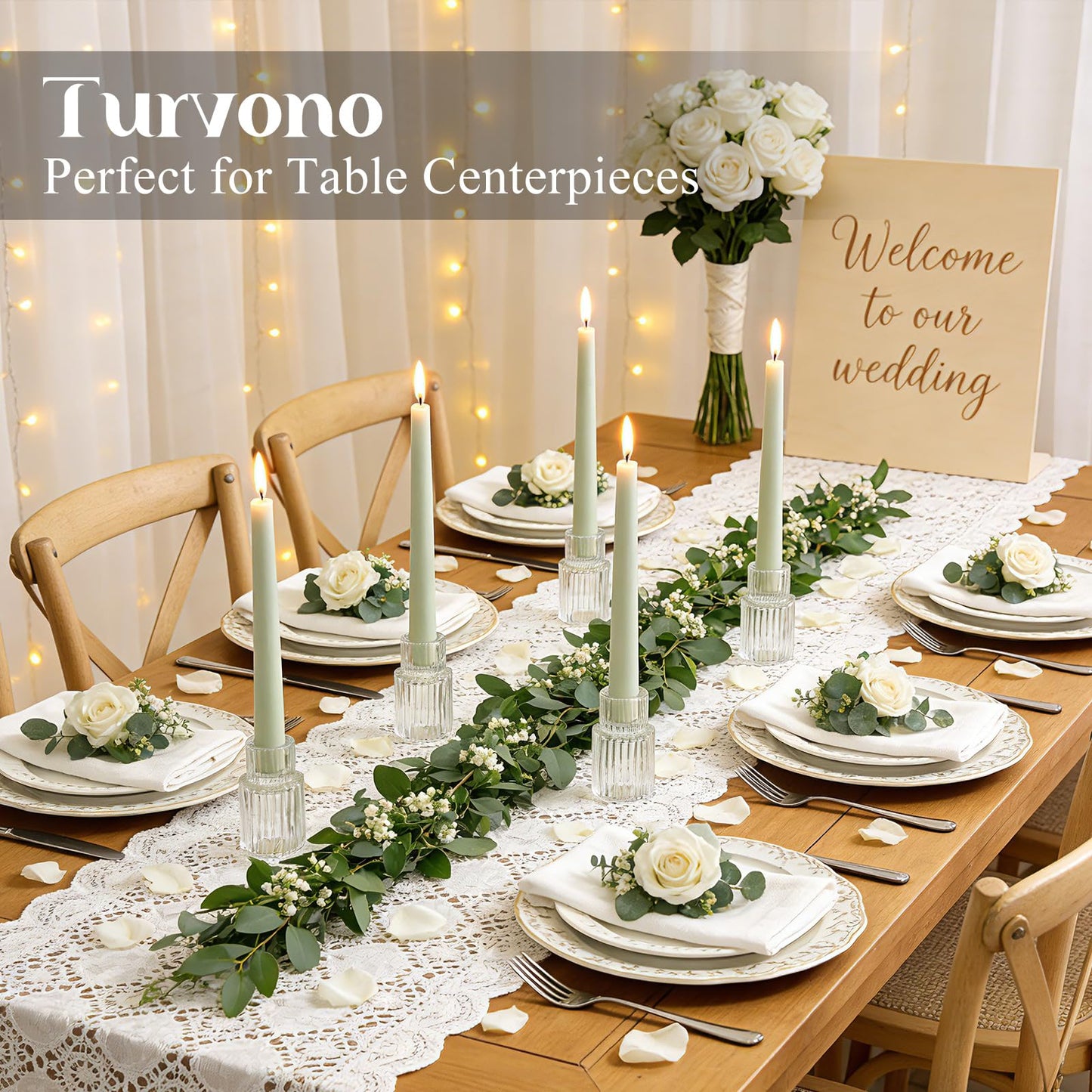 Turvono Clear Glass Taper Candle Holders Set of 12, Small Tapered Candlestick Holders in Bulk, Modern Short Candle Sticks for Dining Table Centerpiece Wedding Christmas Party & Holiday Decorations
