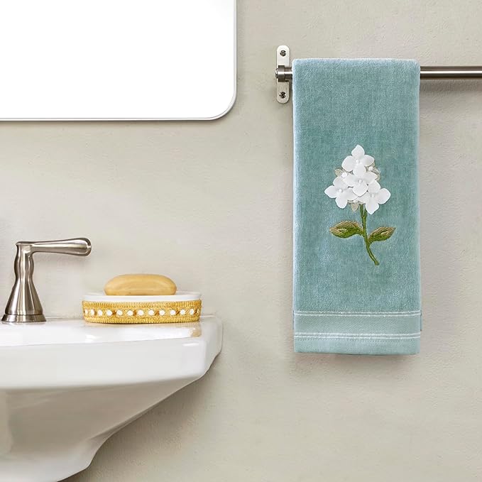 SKL Home Farm Hydrangea 100% Cotton 3D Embroidered 2pc Hand Towel Set,
