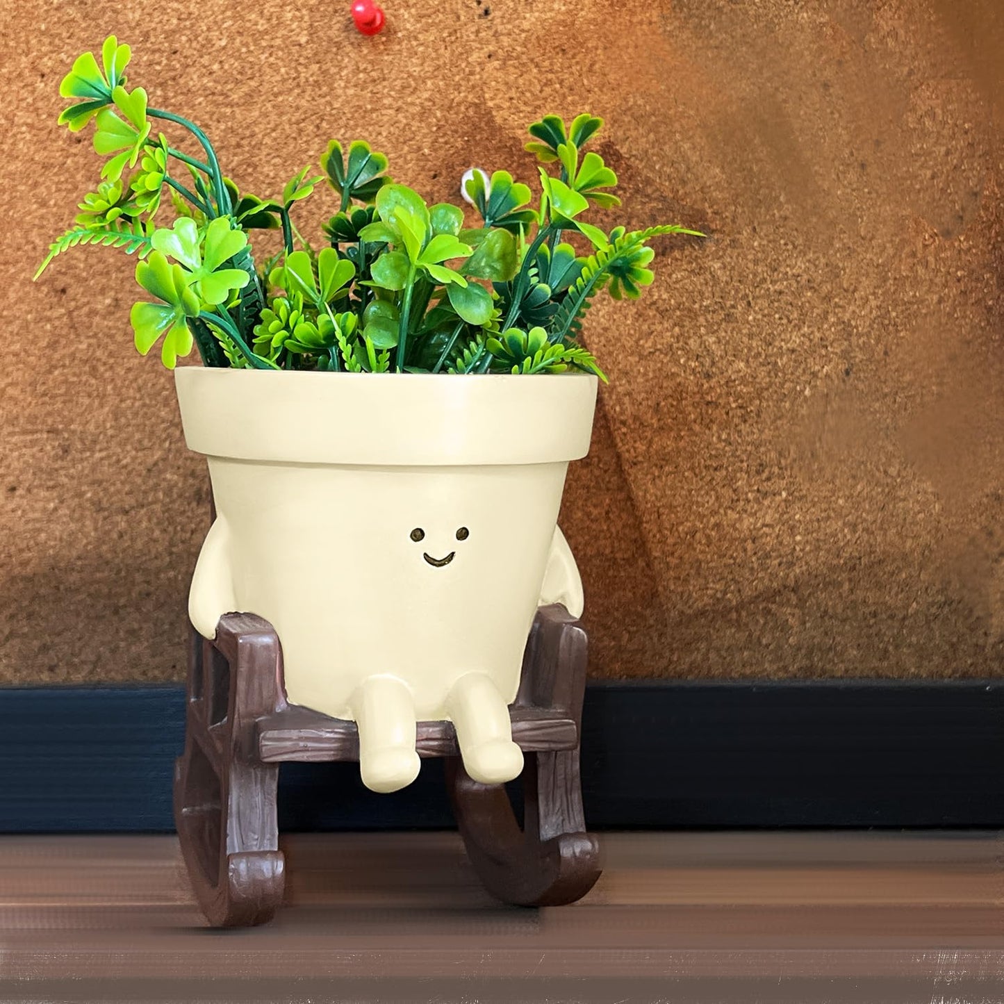 Jxcnkiy Smily Face Planter Pot, Cute Rocking Chair Plants Pots, Funny Face Planter Pots Head, Indoor and Outdoor Succulent Pot with Drainage Hole, Gifts for Mother, Women, Appreciation, Christmas