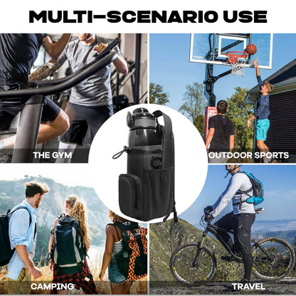 JACZZO Magnetic Gym Bag, Magnetic Water Bottle Holder & Small Gym Bag, Gym Gifts for Women and Men (Black, <40 OZ)
