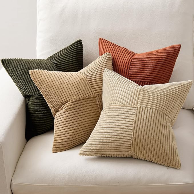 MIULEE Rust-Olive Green Decorative Throw Pillow Covers 18x18 Inch Set of 4 Boho